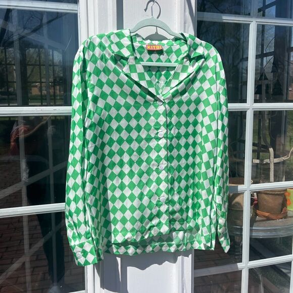 Kitri Adina Checked Button Down Shirt NWT - Picture 6 of 12
